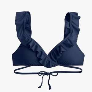 J Crew Navy Ruffle Swim Top 💙